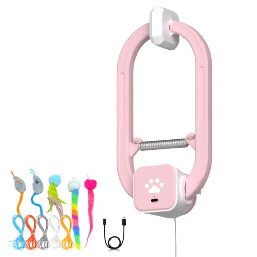 Image of Interactive Cat Toy, Electric Cat Teaser, Door Clip, 2 Motion Modes,Pink