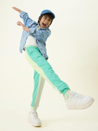 Image of The Souled Store Cascade Kids Boys Regular Fit Colorblock Multicolor Cotton Joggers