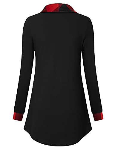 Image of VALOLIA Women's Casual Swing Sweatshirt Long Sleeve Zipper Lapel Fashion Pullover Tunic