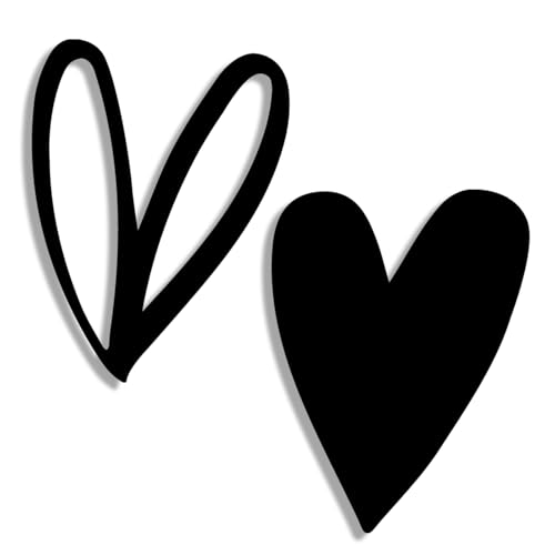 Vineland Metal Heart Wall Art Decor, Black Minimalist Wall Sculptures for Living Room Bedroom Bathroom Kitchen Decorations, Housewarming Valentine's Day Gifts, 5.9x7.8 Inches, Set of 2