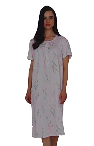 Linclalor.Camicia Notte Manica Corta 100% Cotone Maglina Taglie Forti E Calibrate Art.74661 (50, Rosa)-image