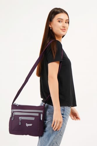 Image of Lasso Stylish Multi-Pocket Crossbody Waterproof Sling Bag For Women with Adjustable Strap | Stylish Ladies one side bag and purse for women & girls | 5 L Capacity & 5 Multiple Pockets with Zip