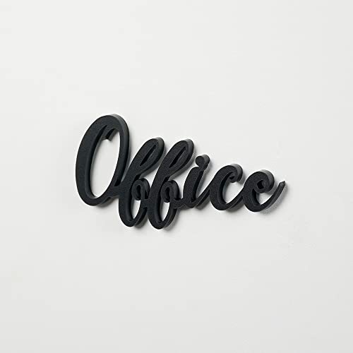 サインプレート 筆記体ドアサイン OFFICE オフィス 事務室 ブラック/ホワイト ドアサイン ドアプレート サイン 表札 室札 (ブラック)