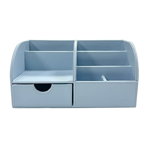 UnionBasic Desk Organizer - Multifunctional Leather Desktop Pen Holder Storage Box - Business Card/Pen/Pencil/Mobile Phone/Stationery Holder (Blue) - Thumbnail 5