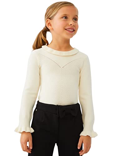 Abel & Lula Ruffled Knit Turtleneck for Girls Off White