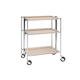 Poids : 9 kg Platex Textable-Bouleau stratifié Chariot 3 étagères Chromé