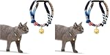 Necoichi Chirimen Cat Collar with Clover Bell (Navy) (Pack of 2)