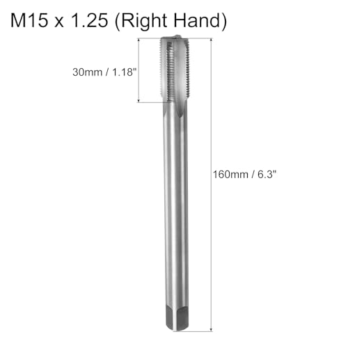 QUARKZMAN Metrisches Gewindebohrer M15 x 1.25 H2 160mm Extra langer gerader Flöten-Gewindefräser Gewindeschneidwerkzeug