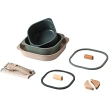 FIKA Objet Comfort 7-Piece Kitchen Nonstick Healthy Cooking Cookware Set with Lid, Detachable Handle, Induction Compatible All-in-One Kitcheware, Easy to Store, Great Gift, Made in Korea GREEN