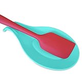 TEAL Silicone Spoon Rest for Stove Top - HEAT RESISTANT EASY CLEAN Kitchen Spoon Rest for Kitchen Co