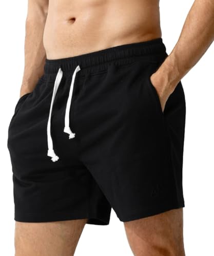 Arjen Kroos Men's Sweat Cotton Shorts 5 Inch Running Shorts with Zipper Pockets