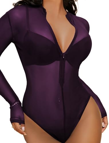 Body en maille transparent ajusté qui galbe la silhouette féminine