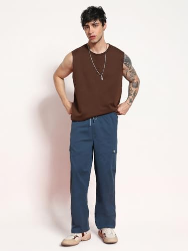 Image of Urbano Fashion Men's Loose Baggy Fit Cargo Jogger Chino Pant with 6 Pockets Stretchable