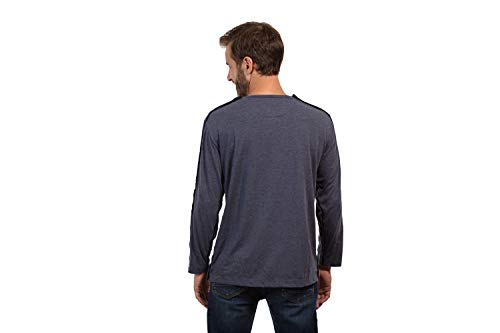 Mai Post Shoulder Surgery Shirts | Chemo Shirts For Port Access | Men Long Sleeve Shirt Blue | Easy Snaps On Shirt Sides And Full Arm Opening | Soft Natural Cotton, Dialysis Clothing #TOP1