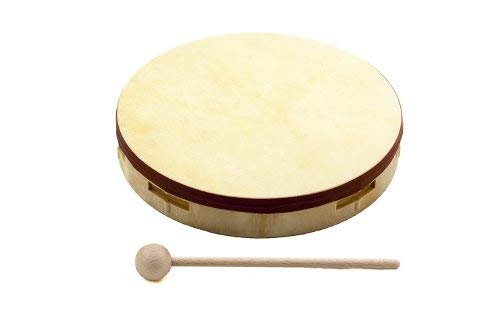 PANDERO 25CM PIEL NATURAL CON BAQUETA