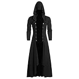 Mens Tailcoat Jacket Men's Black Gothic Retro Vintage Long Jacket Retro Punk Steampunk Wind Cloak...