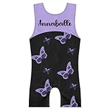 RIRIX Personalized Gymnastics Dance Leotards for Girls, Custom Leotard Dance Biketard Unitards for Kids 2-9 Years Butterfly Purple Pattern