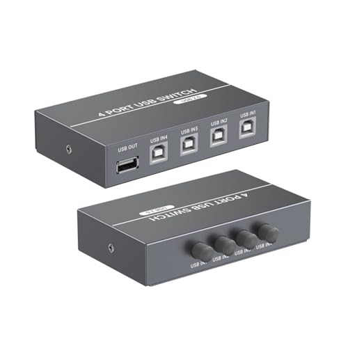 Rebellious Conmutador USB 2.0 4 Control de uso compartido de ordenador Conmutador KVM para impresora