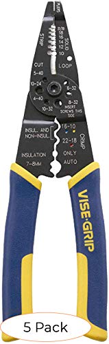 IRWIN VISE-GRIP Wire Stripping Tool/Wire Cutter, 8-Inch (2078309) (Pack 5)
