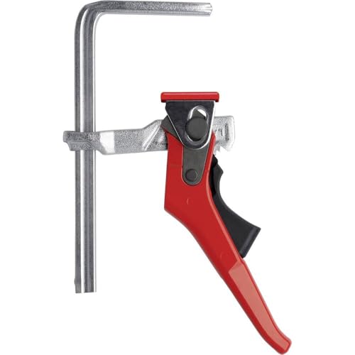 BESSEY GTR16S6H Stahl-Ratschen-Tischklemme mit 6 5/16 Zoll Kapazität x 2 5/16 Zoll Schlagtiefe & 245 kg Spannkraft, Rot/Silber