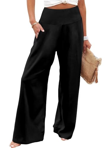 JZC Women's Palazzo Lounge Pants Casual Wide Leg Pants High Waist Flowy Toursers with Pockets