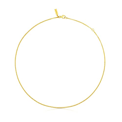 TOUS Gargantilla con Baño de Oro 18Kt sobre Plata para Mujer, Largo 40 cm, Versátil y Atemporal, Colección Chain