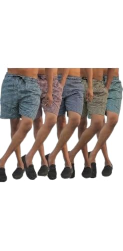 Men’s Regular Fit 100% Cotton Casual Lounge Shorts | Dual Pocket Sleep Shorts Pack of 5 (Multicolour)-picture-11