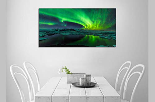 Kalawa Aurora Scenery Painting Northern Lights Artwork Aurora Night Sky Canvas Prints Picture For Bedroom Living Room Decor Aurora Scenery Wall Decor Wood Framed Art Poster(16X32Inch) #TOP3