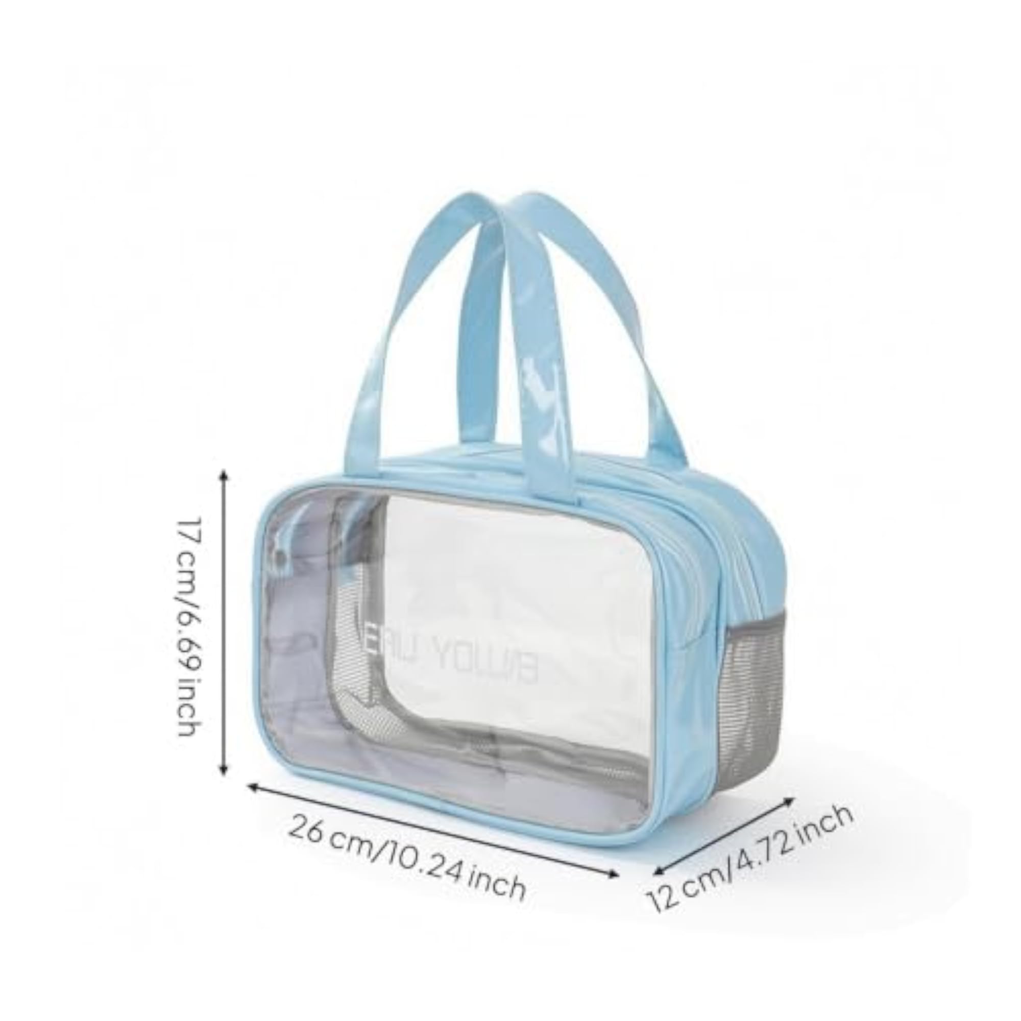 Clear Tote Bag with Side Mesh Pockets, Waterproof