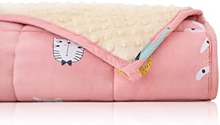 BUZIO Weighted Blanket 7 lbs for Kids, Ultra Cozy Minky Dotted and Cotton