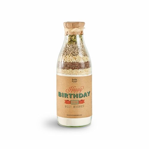 Brotbackmischung Happy Birthday Retro Backmischung im Glas Flasche Geschenk Geschenkidee Geburtstagsgeschenk Geburtstag