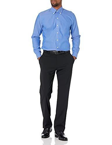 Buttoned Down Men's Slim Fit Button-Collar Solid Non-Iron Dress Shirt, French Blue, 16" Neck 32" Sleeve #TOP3