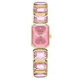 CRRJU Women Fashion Luxury Wristwatches, Ladies Squartz Crystal Quartz Movement Watch, Pink Dial with Gold Band (Pink)