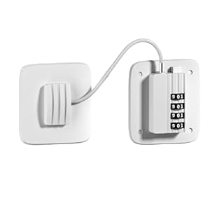 Fridge Lock 4 Digit Combination Security Cupboard Locks for Children Window Locks Child Safety Install Drilling or Adhesive for Fridge File Drawer Cabinet Cupboard Windows (White)