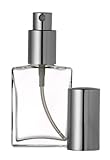 Riverrun Perfume Atomizer, Flat Glass Bottle, Silver Sprayer 30ml 1 oz (Set of 2)