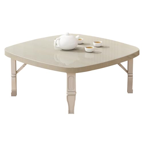 折りたたみテーブル 小型 正方形ローテーブル, 座卓 ちゃぶ台 折りたたみデスク, 在宅勤務・読書・食事用|軽量・収納便利・コンパクト設計 (ホワイト)