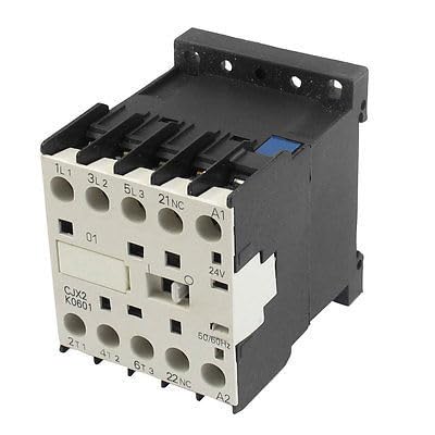 Contacteur tripolaire 3P 1NC 6A bobine 24V commande basse tension rail DIN 35 mm armoire