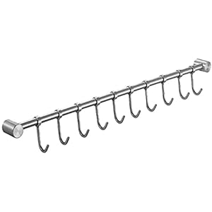 Rvs Wandmontage Keuken Haak Met 10 Beweegbare Haken Keuken Muur Bar Handdoekenrek Voor Keuken Slaapkamer Badkamer