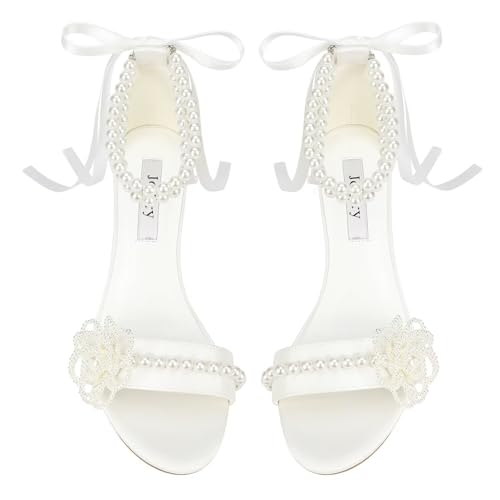 Pearl Heels Wedding Shoes for Bride Open Toe Bridal Shoes Block Heel Wedding Sandals2