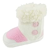 Baby Mädchen Jungen Festliche Warme Winter Hausschuhe Booties Kinderwagen Schuhe Weihnachten White Dot Pink