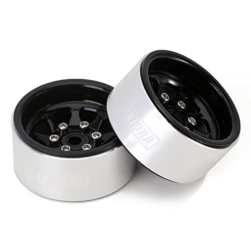 Injora 1.0 Beadlock Wheel Stamped Steel Beadlock Deep Dish 1.0" Wheels For 1/18 Trx4M Axial Ax24 Scx24 Gladiator Deadbolt Bronco C10 Jlu Upgrade Parts(Black) #TOP5