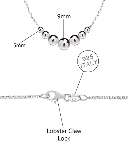 Savlano 925 Sterling Silver 14K Gold Plated 18 Inch Italian Solid Graduated Bead Ball Necklace Chain Comes With Gift Box for Women - Made in Italy2