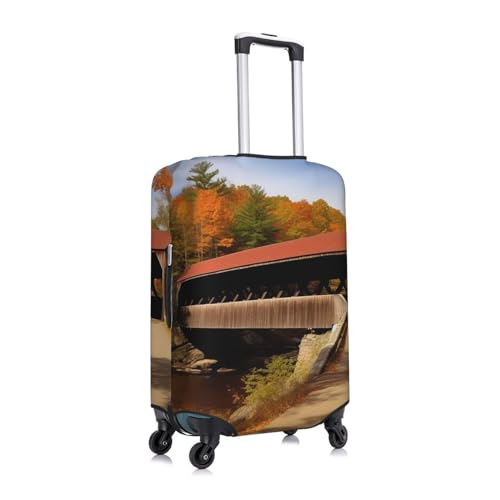 Travel Luggage Cover for Suitcase Tsa Approved, Washable Elastic Suitcase Protector, Albany Covered Bridge Suitcase Cover Anti-scratch Baggage Cover Fits 22-24 Inch Luggage Sleeve Small3
