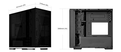 SilverStone SST-LD01B Lucid Mini Tower Micro ATX Custodia per computer, alta prestazione del flusso d'aria silenzioso, 3x vetro temperato
