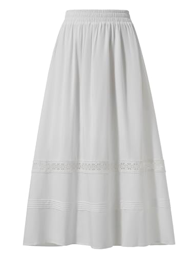 YESSA Womens Renaissance Skirt,High Waisted Boho Tiered Long Maxi Skirt