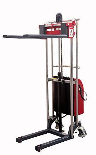 Pake Handling Tools - Electric Fork Type Stacker, 880 lbs Capacity 59" Lift Height for Short Skid/Boxes