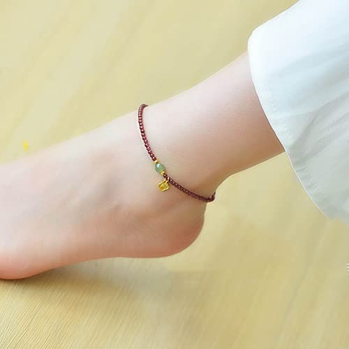 Pulsera de pie de piedra natal granate con acabados de alta joyería 5