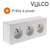 Potrójne białe gniazdo 2P+T 16A - seria Vulco - Zenitech