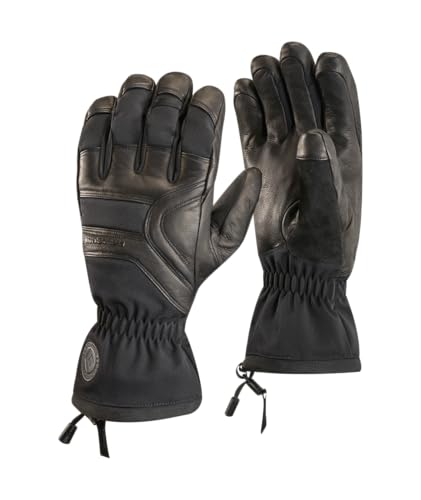 BLACK DIAMOND Men's Patrol Gloves Waterproof Cold Weather Leather Winter Gloves for Ski, Snowboard, Mountaineering, Work, Black-NPF, Medium