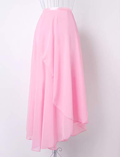 Daydance Pink Women's Dance Skirts Long Sheer Lyrical Wrap Ballet Skirt for Leotards